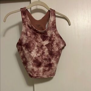 Athleta Mauve Tie-Dye High Neck Sports Bra